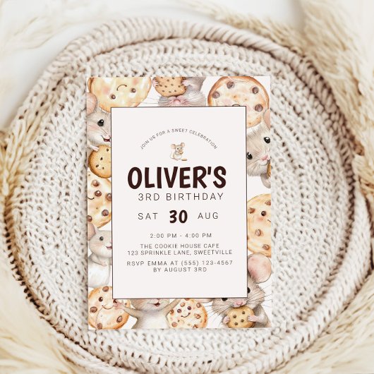 クッキー&マウス子供の誕生日招待状 招待状