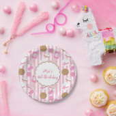 クッキー&ミルクピンクガールズバースデーパーティープレート ペーパープレート (パーティー)