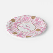 クッキー&ミルクピンクガールズバースデーパーティープレート ペーパープレート (アングル)