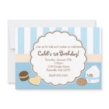 クッキー&ミルクブルーバースデーパーティ招待状