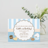 クッキー＆ミルク ブルーの誕生日パーティー招待状 招待状 (スタンド正面)