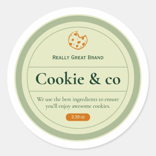 クッキー ラベル、ヨーグルト ラベル、瓶用ラベル ラウンドシール (正面)