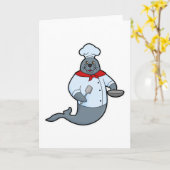 クックとしてシール パン＆スパトゥラ付き カード (黄色い花)