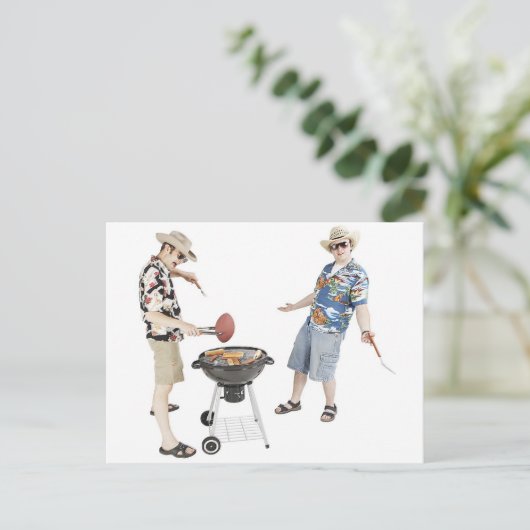 クックアウトパーティの招待状 ポストカード (スタンド正面)