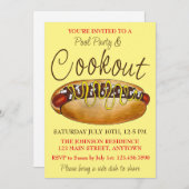 クックアウトピクニックデトロイトミシガンコニードッグホットドッグ 招待状 (正面/裏面)