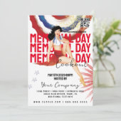 クックアウトメモリアルデーイベントガーリー愛国的チラシ 招待状 (スタンド正面)