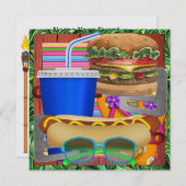 クックアウト – BBQ – ビール版なし！SRF 招待状 (正面/裏面)