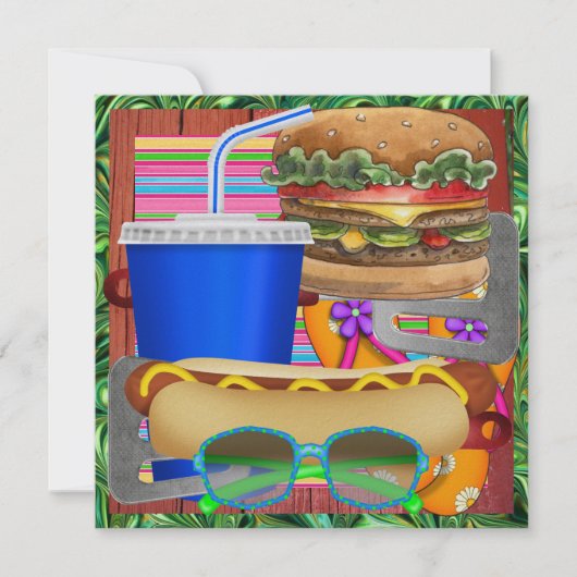 クックアウト – BBQ – ビール版なし！SRF 招待状 (正面)