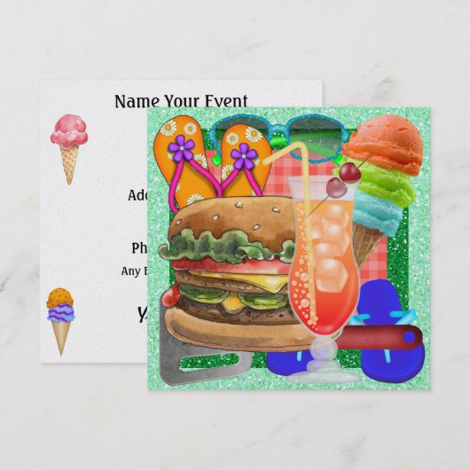 クックアウト – BBQ!SRF 招待状 (正面/裏面)