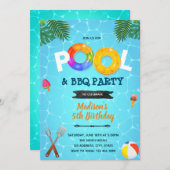 クックアウトBBQプールパーティの招待状 サンキューカード (正面/裏面)