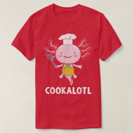 クックアロトル料理AolotlシェフとToqueとSpatu Tシャツ (デザイン正面)