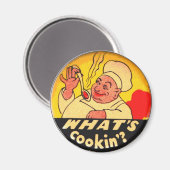 クックインって何？イエローとブラックのキッチン マグネット (正面/裏面)