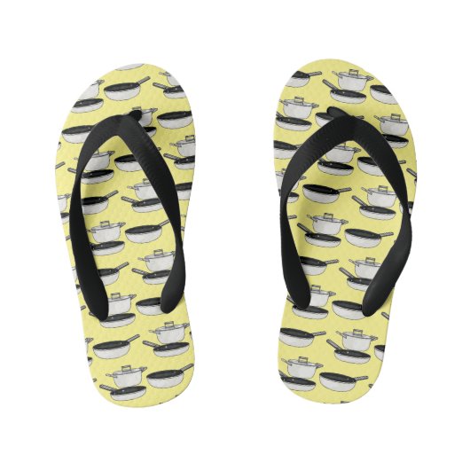 クックウェアセット漫画イラストレーション キッズビーチサンダル (フットベッド)