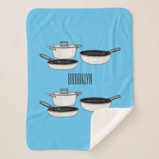 クックウェアセット漫画イラストレーション シェルパブランケット (正面)