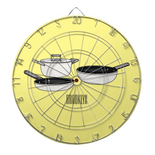 クックウェアセット漫画イラストレーション ダーツボード (正面)