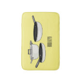 クックウェアセット漫画イラストレーション バスマット (正面縦)