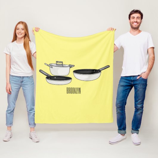 クックウェアセット漫画イラストレーション フリースブランケット (インサイチュ)