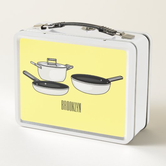 クックウェアセット漫画イラストレーション メタルランチボックス (裏面)