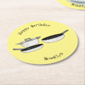 クックウェアセット漫画イラストレーション ラウンドペーパーコースター (アングル)