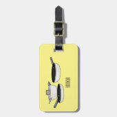 クックウェアセット漫画イラストレーション ラゲッジタグ (正面縦)