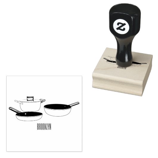 クックウェアセット漫画イラストレーション ラバースタンプ (押印)