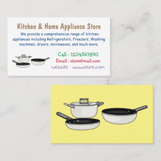 クックウェアセット漫画イラストレーション 名刺 (正面/裏面)