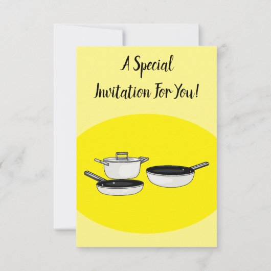 クックウェアセット漫画イラストレーション 招待状 (裏面)