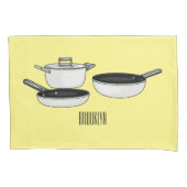 クックウェアセット漫画イラストレーション 枕カバー (正面)