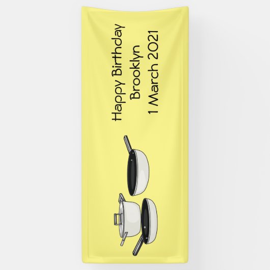 クックウェアセット漫画イラストレーション 横断幕 (縦)