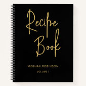 クックガーリーパーソナライズされたブックブラックレシピノート ノートブック (正面)