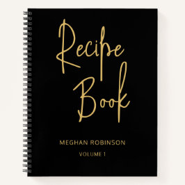 クックガーリーパーソナライズされたブックブラックレシピノート ノートブック