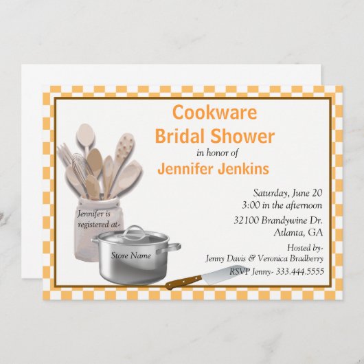 クックスタイリッシュウェアブライダルシャワー招待 招待状 (正面/裏面)