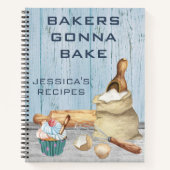 クックブックウォーターカラーレシピベーキングベークモノグラム ノートブック (正面)