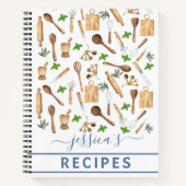 クックブックウォーターカラーレシピ器具ベーキングベイカー ノートブック (正面)