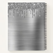 クックブックレシピブックシルバーグリッターモノグラム ノートブック (裏面)