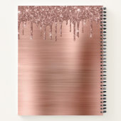 クックブックレシピブックバラ金ゴールドグリッターモノグラム ノートブック (裏面)