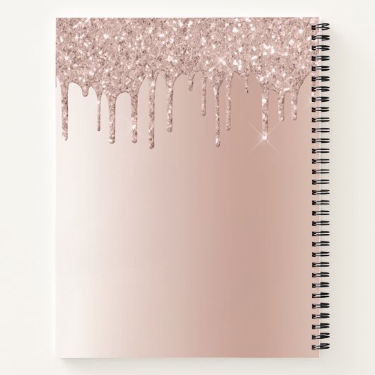 クックブックレシピブックバラ金ゴールドグリッターモノグラム ノートブック (裏面)