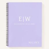 クックブックレシピラベンダーパープルモノグラガーリーム ノートブック (正面)