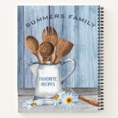 クックブック水カラーレシピ器用具木材デイジー ノートブック (裏面)