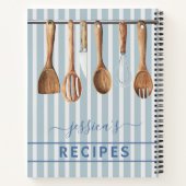 クックブック水彩レシピ器モダン青 ノートブック (裏面)