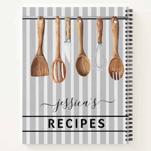 クックブック水彩レシピ器モダンBlue N ノートブック (裏面)