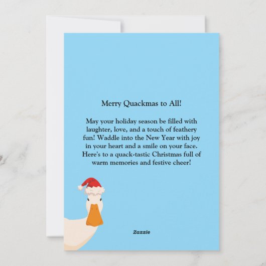 クックメリーマスクリスマスおもしろいかわいいアヒル シーズンカード (裏面)