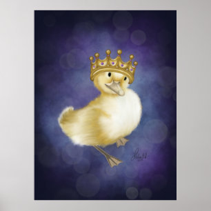 クック王室のリー:金ゴールドクラウン付き黄色のアヒル ポスター