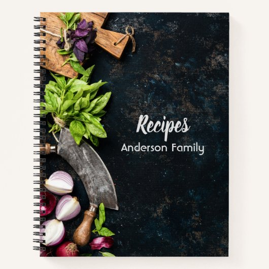 クック素朴ブック手帳ダークキャンバスハーブ食品 ノートブック (正面)