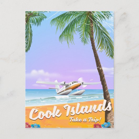 クック諸島のビンテージ旅行ビーチポスター ポストカード (正面)