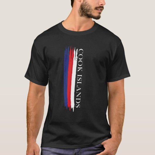 クック諸島の旗の色のストライプ Tシャツ (正面)