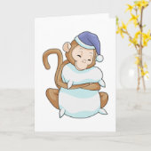 クッションとねむねむの猿 カード (黄色い花)