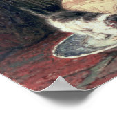 クッションに子猫を乗せた猫 ポスター (角)