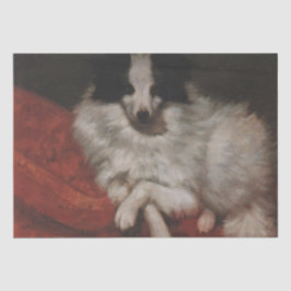 クッションに座ったふわふわの犬（ギュスターブクールベット） 薄葉紙