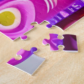 クッションに描かれた白黒のタキシード猫 ジグソーパズル (側面)